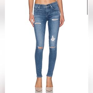 AGOLDE Sophie High Rise Skinny in Cannes Blue Distressed Size 24